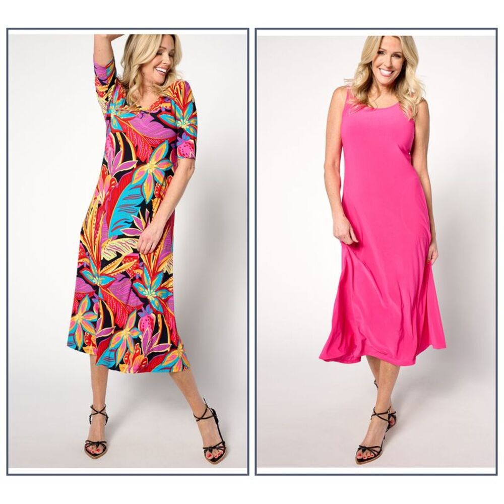 Women Control Women's Dress Sz 2XS (XXS) Como Jersey Midi Multi-colored A640656